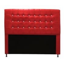 Cabeceira Estofada Dama com Botões de Strass para Cama Box 195cm King Size material sintético Vermelho