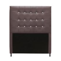 Cabeceira Estofada Dama com Botões de Strass para Cama Box 90cm Solteiro Suede Marrom