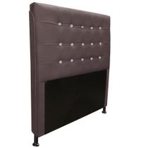 Cabeceira Estofada Dama com Botões de Strass para Cama Box 90cm Solteiro Suede Marrom