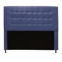 Cabeceira Estofada Dama com Capitonê 140 cm Casal Quarto para Cama Box Suede Azul Marinho - Dama com Capitonêffê Móveis