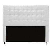 Cabeceira Estofada Dama com Capitonê 195 cm King Size Quarto para Cama Box material sintético Branco - Dama com Capitonêffê Móveis