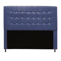 Cabeceira Estofada Dama com Strass 140 cm Casal Quarto para Cama Box Suede Azul Marinho - Dama com Strassffê Móveis