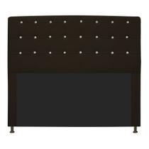 Cabeceira Estofada Dama com Strass 140 cm para Cama Box de Casal Sintético Marrom para Quarto - AM Decor