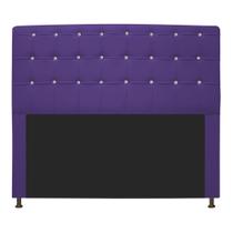 Cabeceira Estofada Dama com Strass 140 cm para Cama Box de Casal Sintético Roxo para Quarto - AM Decor