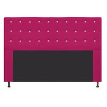 Cabeceira Estofada Dama com Strass 160 cm para Cama Box Queen Suede Pink para Quarto - AM Decor