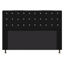 Cabeceira Estofada Dama com Strass 160 cm para Cama Box Queen Suede Preto para Quarto - AM Decor