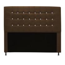 Cabeceira Estofada Dama com Strass 195 cm King Size Quarto para Cama Box Tecido Sintético Marrom - Dama com Strassffê Móveis