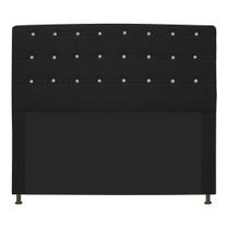 Cabeceira Estofada Dama com Strass 195 cm para Cama Box King Sintético Preto para Quarto - AM Decor