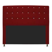 Cabeceira Estofada Dama com Strass 195 cm para Cama Box King SintéticoVermelho para Quarto - AM Decor