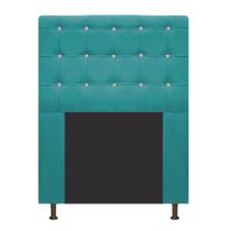 Cabeceira Estofada Dama com Strass 90 cm para Cama Box Solteiro Suede Azul Turquesa para Quarto - AM Decor