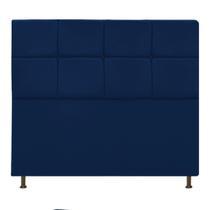 Cabeceira Estofada Damares 140 cm para Cama Casal com Botonê Suede Azul Marinho Cabeceira Estofada Damares 140 cm para Cama Casal com Botonê Suede Azul Marinho