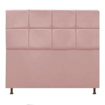 Cabeceira Estofada Damares 140cm Casal Botonê Suede Rose Gold - Damaffê Móveis Cabeceira Estofada Damares 140cm Casal Botonê Suede Rose Gold - Damaffê Móveis