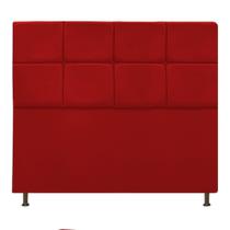 Cabeceira Estofada Damares 140cm Casal Botonê Suede Vermelho - Damaffê Móveis Cabeceira Estofada Damares 140cm Casal Botonê Suede Vermelho - Damaffê Móveis
