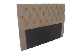 Cabeceira Estofada de 140x117cm Fixação no Box da Cama Cor Marrom Claro Em Capitonê