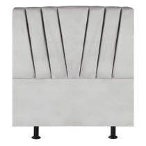 Cabeceira Estofada De Cama Casal Box 140 Cm Louise Veludo cinza Claro Cabeceira Estofada De Cama Casal Box 140 Cm Louise Veludo cinza Claro