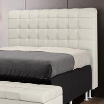 Cabeceira Estofada Decorativa Dama 195 para Cama King Couro Artificial Bege Aradecor