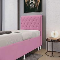 Cabeceira Estofada Decorativa para Cama Box Bellatrix 90 para Cama de Solteiro Suede Rosê Aradecor
