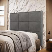 Cabeceira Estofada Decorativa Para Cama Box Maia 140 Para Cama de Casal Suede Cinza Aradecor