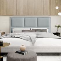 Cabeceira Estofada Elegance 140cm em Linho Cinza Cabeceira Estofada Elegance 140cm em Linho Cinza