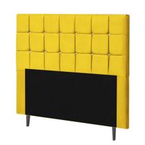 Cabeceira Estofada Espanha 90CM Solteiro Strass Suede Amarelo - D A DECOR