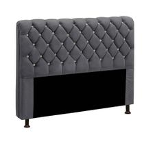 Cabeceira Estofada Fernanda 140 cm Casal Veludo Cinza Chumbo Speciale Home