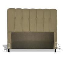 Cabeceira Estofada Florença 160 cm Para Cama Box Quarto Queen Size Luxo MV Estofados Suede Bege