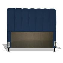 Cabeceira Estofada Florença 160 cm Para Cama Box Quarto Queen Size Luxo Suede Azul Marinho