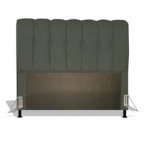 Cabeceira Estofada Florença 195 cm Para Cama Box Quarto King Size Luxo MV Estofados Suede Cinza