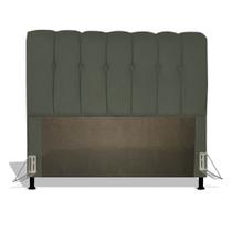 Cabeceira Estofada Florença 195 cm Para Cama Box Quarto King Size Luxo MV Estofados Suede Cinza