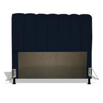Cabeceira Estofada Florença 195 cm Para Cama Box Quarto King Size Suede Azul Marinho
