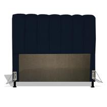 Cabeceira Estofada Florença 195 cm Para Cama Box Quarto King Size Suede Azul Marinho