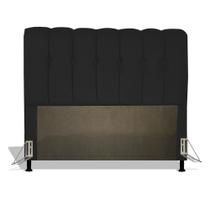 Cabeceira Estofada Florença 90 cm Para Cama Box Quarto Solteiro Luxo MV Estofados Suede Preto