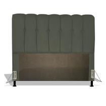 Cabeceira Estofada Florença 90 cm Para Cama Box Quarto Solteiro Luxo Suede Cinza