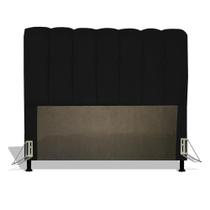 Cabeceira Estofada Florença 90 cm Para Cama Box Quarto Solteiro Luxo Suede Preto