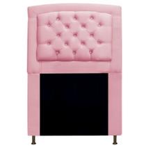 Cabeceira Estofada Geovana 100 cm para Cama Solteiro Com Capitonê Suede Rosa Bebê