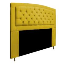 Cabeceira Estofada Geovana 140 cm para Cama Casal Com Capitonê Suede Amarelo