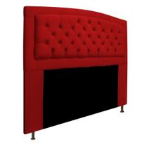 Cabeceira Estofada Geovana 140cm Casal Capitonê Suede Vermelho - KDAcanto Móveis