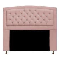 Cabeceira Estofada Geovana 140cm para Cama Casal com Strass Capitonê Suede Rose Gold