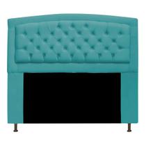 Cabeceira Estofada Geovana 160 cm para Cama Queen Size Com Capitonê Suede Azul Turquesa Cabeceira Estofada Geovana 160 cm para Cama Queen Size Com Capitonê Suede Azul Turquesa