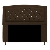 Cabeceira Estofada Geovana 160cm para Cama Queen Size com Strass Capitonê material sintético Marrom Cabeceira Estofada Geovana 160cm para Cama Queen Size com Strass Capitonê material sintético Marrom