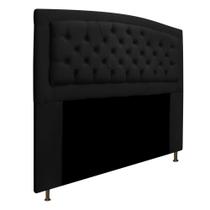 Cabeceira Estofada Geovana 195 cm para Cama King Size Com Capitonê Suede Preto