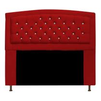 Cabeceira Estofada Geovana 195cm King Size Strass Capitonê Suede Vermelho - Damaffê Móveis