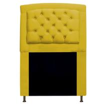 Cabeceira Estofada Geovana 90 cm Solteiro Com Capitonê Suede Amarelo - Damaffê Móveis