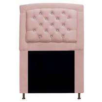 Cabeceira Estofada Geovana 90cm para Cama Solteiro com Strass Capitonê Suede Rose Gold Cabeceira Estofada Geovana 90cm para Cama Solteiro com Strass Capitonê Suede Rose Gold