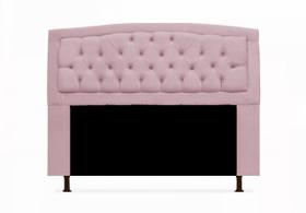 Cabeceira Estofada Geovana Para Cama Box King 195 cm Suede Rosa Bebe - DL Decor