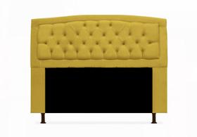 Cabeceira Estofada Geovana Para Cama Box Solteiro 90 cm Suede Amarelo - LM DECOR