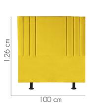 Cabeceira Estofada Grécia 100 cm Solteiro Quarto para Cama Box Suede Amarelo - Damaffê Móveis