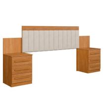 Cabeceira Estofada Império Com 2 Mesas De Cabeceiras E 6 Gavetas Benetil Cinamomo Cabeceira Estofada Império Com 2 Mesas De Cabeceiras E 6 Gavetas Benetil Cinamomo