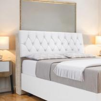 Cabeceira Estofada Ísis Casal Amarula com Capitonê Branco Cabeceira Estofada Ísis Casal Amarula com Capitonê Branco