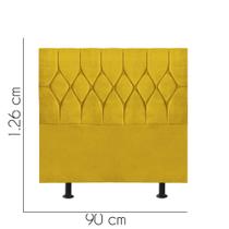 Cabeceira Estofada Istambul Capitonê 90 cm Solteiro Quarto para Cama Box Suede Amarelo - Damaffê Móveis